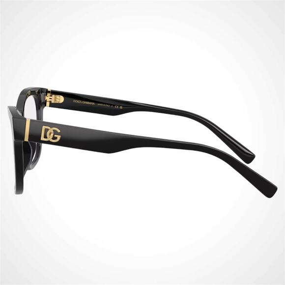 New Dolce&Gabbana Eyeglasses Black Square Gold Metal 55-18-145mm Glasses Frames